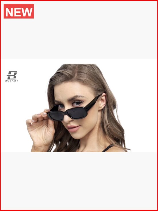 Retro Rectangle Sunglasses Narrow Square Frame UV400 Protection Women\'s Driving main image 4